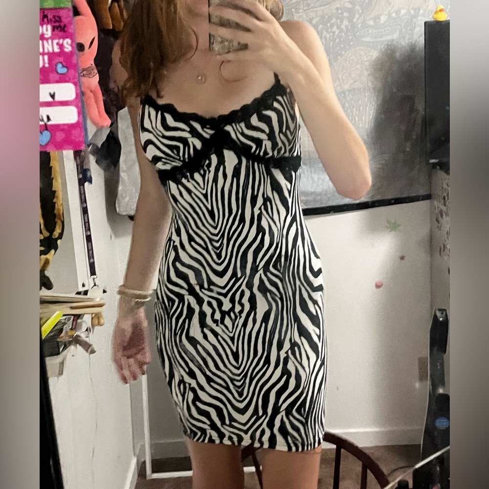 Zebra Print Spaghetti Strap Dress